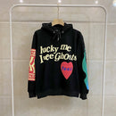 Graffiti Letter Foam Plus Velvet Sweatshirts Men and Women Harajuku Oversized Fleece Hoodie Hip Hop Stranger Things Hooded Hoody