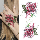 Death Skull Flower Temporary Tattoo For Women Girls Snake Bird Peony Tattoo Sticker Black Fake Blossom Sexy Tatoo Transfer Adult