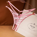 Lace Sexy Thong Ladies Cross Belt Ultra-Thin Hollow Temptation Panties Open File t Pants Eyelash Diamond Cutout Thong Underwear