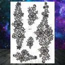 Sexy Black Henna Temporary Tattoos For Women Girls Body Art Decoration Fake Jewelry Chains Waterproof Mandala Flower Tatoos Kit