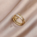 Korea New Fashion Jewelry Exquisite 14K Real Gold Plated AAA Zircon Ring Elegant Women&