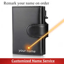 2022 Fashion Aluminum Credit Card Wallet RFID Blocking Trifold Smart Men Wallets 100% Genuine Leather Slim with Coin Pocket