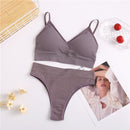 2PC Underwear Set Women Seamless Bra Set Wireless Bra Sexy High Waisted Female Underpants Comfortable Basic Bralette Lingerie