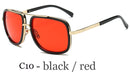 New Fashion Big Frame Sunglasses Men Square Metal Sun Glasses Women Retro Sun Glasses Vintage High Quality Gafas Oculos De Sol