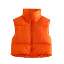 Puffy Vest Women Zip Up Stand Collar Sleeveless Lightweight Padded Cropped Puffer Quilted Vest Winter Warm Coat Jacket 2022 New