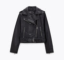 Spring and Autumn 2022 belt detachable epaulet motorcycle jacket leather jacket