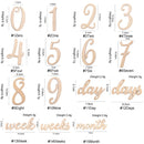 19pcs Wooden Baby Milestone Card For Newborn Baby Photography Engraved Age Milestone Wood Card Month Sticker Newborn Gifts