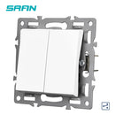 SRAN F6 Series White Crystal Tempered Glass Panel Light switch eu french wall socket usb tv rj45 rj11 Sensor switch Module DIY