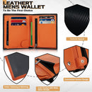 TEEHON Carbon Fiber Leather Men Wallet Coin Pocket RFID Credit Card Holder Half Span Design Black Purse