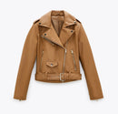 Spring and Autumn 2022 belt detachable epaulet motorcycle jacket leather jacket