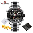 Luxury Brand NAVIFORCE Digital Sport Watch For Men Steel Band Waterproof Chronograph Alarm Clock Luminous Quartz Wrist watch Man