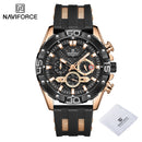 NAVIFORCE Luxury Watches for Men Fashion Silicone Strap Military Waterproof Sport Chronograph Quartz WristWatch Clock With Date