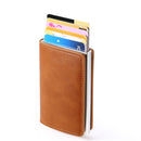 Customized 2022 Credit Card Holder Wallet Men Women RFID Aluminium Bank Cardholder Case Vintage Leather Wallet with Money Clips