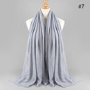 2021 NEW Flocked Bubble Cotton Scarf Hijabs For Muslim Women Soild Color Breathable Islamic Headscarf Arab Head Scarves