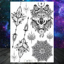 Sexy Black Henna Temporary Tattoos For Women Girls Body Art Decoration Fake Jewelry Chains Waterproof Mandala Flower Tatoos Kit