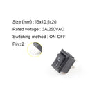 10 Pcs/lot KCD11 2 Pin 10x15mm Mini Push Button Switch SPST 3A 250V AC Snap-in On/Off Boat Rocker Switch 1Black Red White Gray