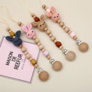 1pc Crochet Bunny Baby Pacifier Clip Chain BPA Free Wooden Beads Appease Soother Chain Clips Newborn Dummy Holder Nipple Clip
