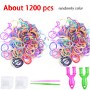 600-1500pcs+ Colorful Loom Bands Set Candy Color Bracelet Making Kit DIY Rubber Band Woven Bracelet Kit Girls Craft Toys Gifts