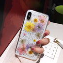 Qianliyao Dried Flower Silver foil Clear Phone Cases For iPhone 13 12 11 Pro Max XS Max XR X 6S 7 8 Plus SE Soft Silicone Cover