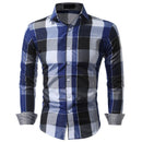 XingDeng Classic Plaid Fashion Casual spring autumn Shirt Men top Shirts Long Sleeve Social Dress blouse plus size 3XL