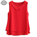 Large size Blouse Shirt Women 2022 Female Solid Color Double layer Chiffon Shirts Casual sleeveless Loose Top Clothing Elegantes