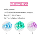 100Pcs/bag Disposable MicroBrush Eyelashes Brush Extension Individual Lash Removing Swab Micro Brush For Eyelash Extension Tools