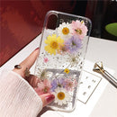 Qianliyao Dried Flower Silver foil Clear Phone Cases For iPhone 13 12 11 Pro Max XS Max XR X 6S 7 8 Plus SE Soft Silicone Cover