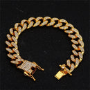 13mm Iced Out Cuban Necklace Chain Hip Hop Jewelry Choker Gold Silver Color Rhinestone CZ Clasp for Mens Rapper Necklaces Link