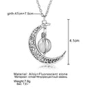 FAMSHIN Fashion Silver Color Charm Luminous Pendant Necklace Women Moon Glowing Stone Necklace Christmas Necklaces Jewelry Gifts