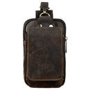 Real Leather men Casual Design Small Waist Bag Cowhide Fashion Hook Bum Bag Waist Belt Pack Cigarette Case 5.5" Phone Pouch 1609