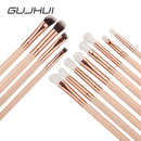 GUJHUI 12Pcs Professional Eyes Makeup Brushes Set Wood Handle Eyeshadow Eyebrow Eyeliner Blending Powder Smudge Brush