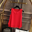 Large size Blouse Shirt Women 2022 Female Solid Color Double layer Chiffon Shirts Casual sleeveless Loose Top Clothing Elegantes