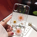 Qianliyao Dried Flower Silver foil Clear Phone Cases For iPhone 13 12 11 Pro Max XS Max XR X 6S 7 8 Plus SE Soft Silicone Cover