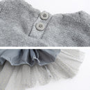 Hot 2017 Hairball Kids girl Dress baby Clothes Bow kids dresses knitting for girls Autumn Fashion Kids Girls Children