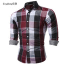 XingDeng Classic Plaid Fashion Casual spring autumn Shirt Men top Shirts Long Sleeve Social Dress blouse plus size 3XL