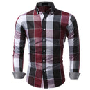 XingDeng Classic Plaid Fashion Casual spring autumn Shirt Men top Shirts Long Sleeve Social Dress blouse plus size 3XL