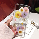 Qianliyao Dried Flower Silver foil Clear Phone Cases For iPhone 13 12 11 Pro Max XS Max XR X 6S 7 8 Plus SE Soft Silicone Cover