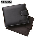JINBAOLAI Leather Men Wallets Solid Sample Style Zipper Purse Man Card Horder Famous Brand Quality Male Wallet Name Engraving