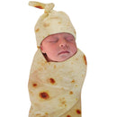 1 Set Burrito Blanket Baby Flour Tortilla Swaddle Winter 100% Flannel Baby Blanket Sleeping Swaddle Wrap +Hat Baby Sheets