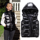 Women Winter Vests Hooded 2022 New Short Bright Color Vest Cotton Padded Jacket Sleeveless Female Winter Waistcoat Vest