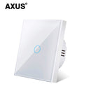 AXUS EU Touch Switch Power Led Panel Wall Light Switches Tempered Black White Crystal Glass 1/2/3 Gang Interruttore AC100-240V