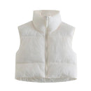 Puffy Vest Women Zip Up Stand Collar Sleeveless Lightweight Padded Cropped Puffer Quilted Vest Winter Warm Coat Jacket 2022 New