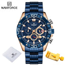 NAVIFORCE Watches For Men 2022 Luxury Original Classic Quartz Clock Analog Chronograph Sports Waterproof Steel Band Wrist Watch