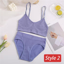 2PC Underwear Set Women Seamless Bra Set Wireless Bra Sexy High Waisted Female Underpants Comfortable Basic Bralette Lingerie