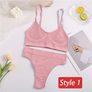 2PC Underwear Set Women Seamless Bra Set Wireless Bra Sexy High Waisted Female Underpants Comfortable Basic Bralette Lingerie