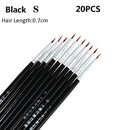20Pcs Makeup Drawing Pen Nail Art Brush Fine Hand Painted Thin Hook Line Pen Nylon Brush Acrylic Painting Pen Nail Art Supplies