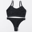 Sexy Women Bra Set Seamless Bra and Pantys Set Sexy Lingerie Set Rib Crop Top Female Brassiere Low Wasit Thong Fitness Underwear