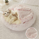 Winter Long Plush Pet Cat Bed Round Cat Cushion Cat House 2 In 1 Warm Cat Basket Cat Sleep Bag Cat Nest Kennel For Small Dog Cat
