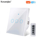 Wifi EU Wall Touch Switch Smart Light Switch 1/2/3 Gang No Neutral Wire Required Tuya Smart Life Home Support Alexa Google Home