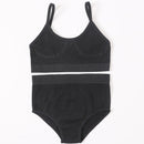 Seamless Women Bra Briefs Set Push Up Bra Crop Top High Waist Panties Sexy Lingerie Set Low Back Bralette Fitness Underwear Set